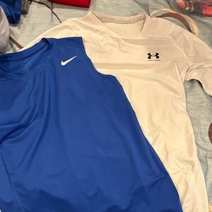 Under Armour off white Athletic Shirt & Nike sleeveless blue top